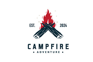 campfire logo design wood and fire, a Branding & Logo Template by Maylianaw28