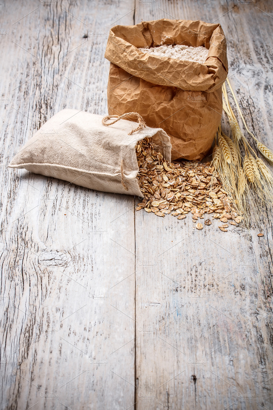 Oat Flakes Stock Photo Containing Background And Bag