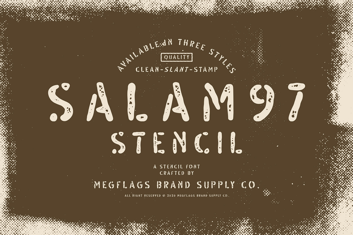 Salam97 Stencil, a Font by Megflags (Photo 1 of 10)