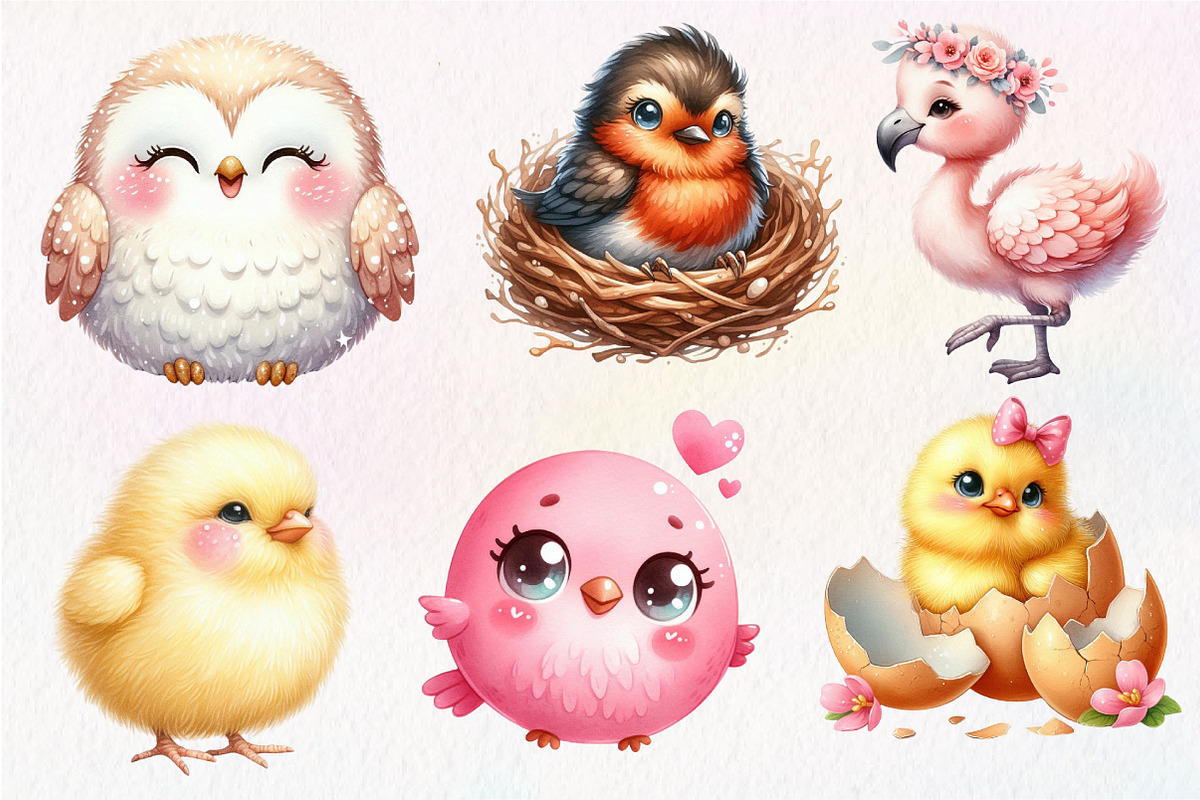 Cute Birds Sublimation Clipart PNG, an Illustration by Dream Creation (Photo 3 of 7)