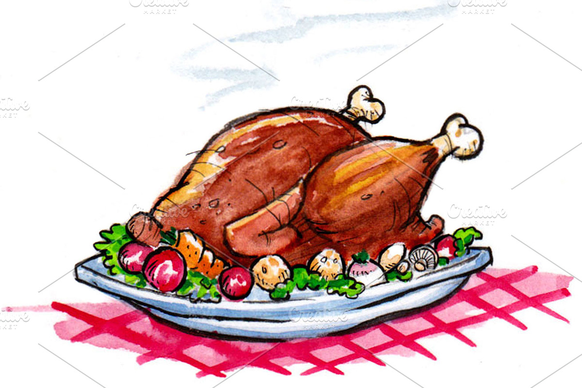 Turkey Dinner, a Food Illustration by DearthCo