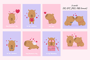 Capybaras In Love Card Collection