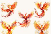 Watercolor Phoenix Clipart Bundle, an Animal Illustration by BusyDaydesign (Thumbnail 4 of 8)