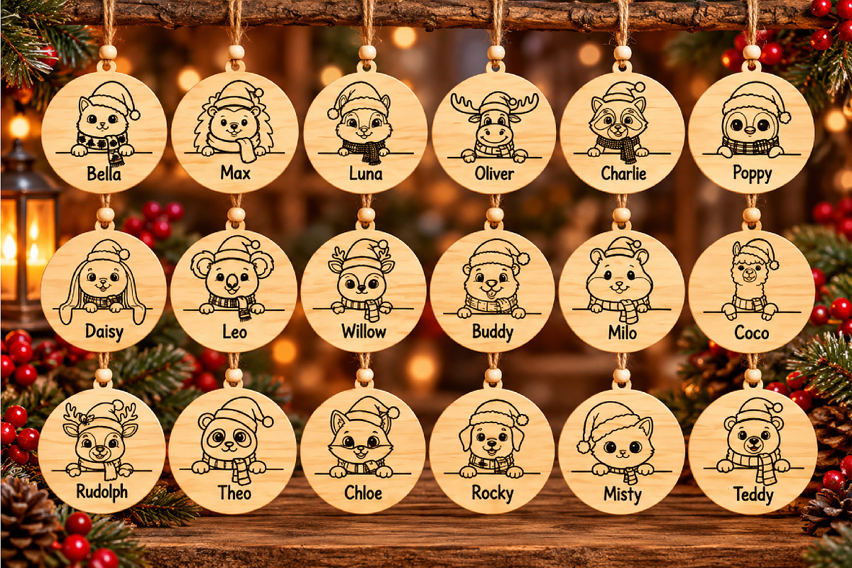 Christmas Animal Ornaments Laser Cut, an Object Graphic by DreamCafeArt (Photo 3 of 8)