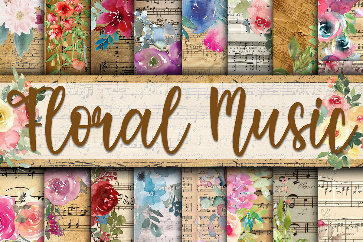 Floral Digital Paper Bundle, a Texture Illustration by OldMarket Designs (Photo 13 of 13)
