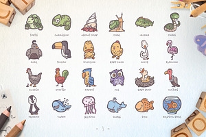 Cute Animals Hand-drawn Icons