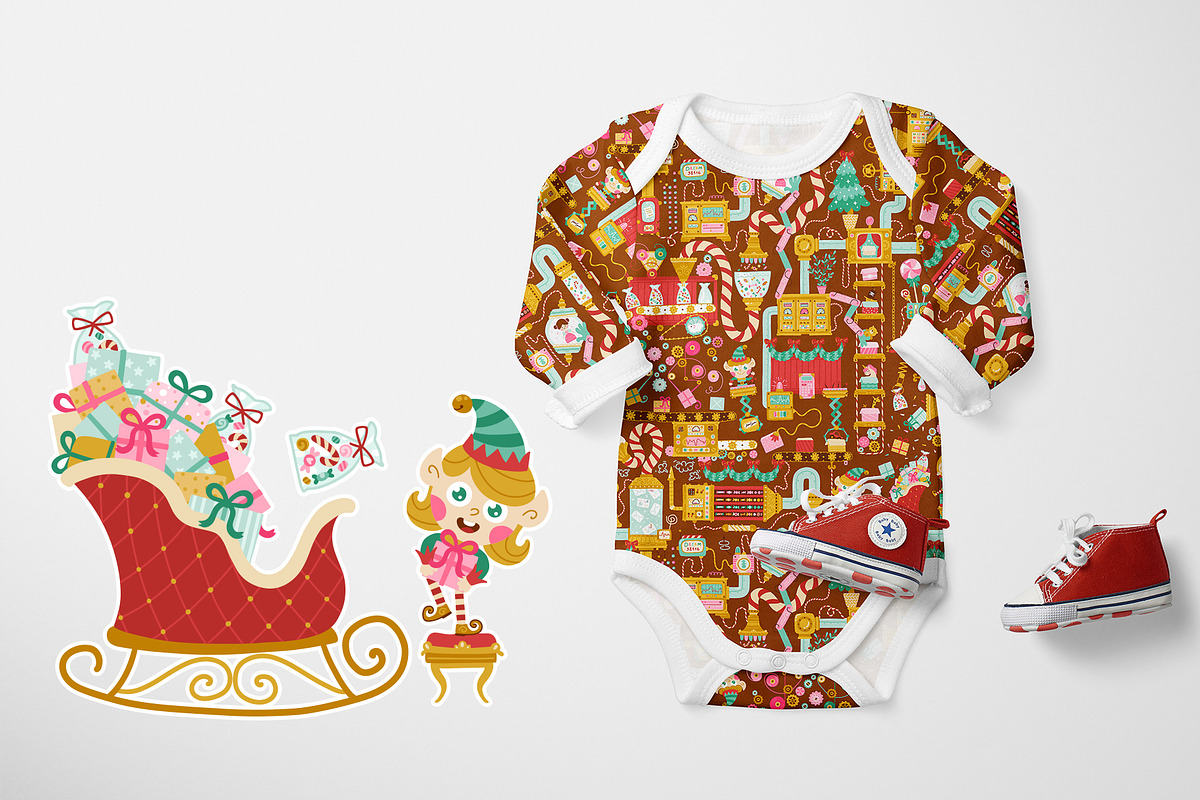 Christmas Elf Factory Vector Kit, a Seasonal Illustration by Svitlana Kharchuk (Photo 7 of 13)