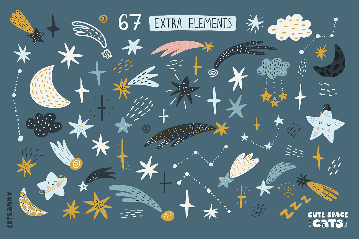Cute space cats - graphic collection, a Pattern Graphic by Cuteanny Design (Photo 9 of 10)