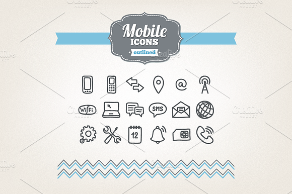 Hand drawn mobile icons preview 2