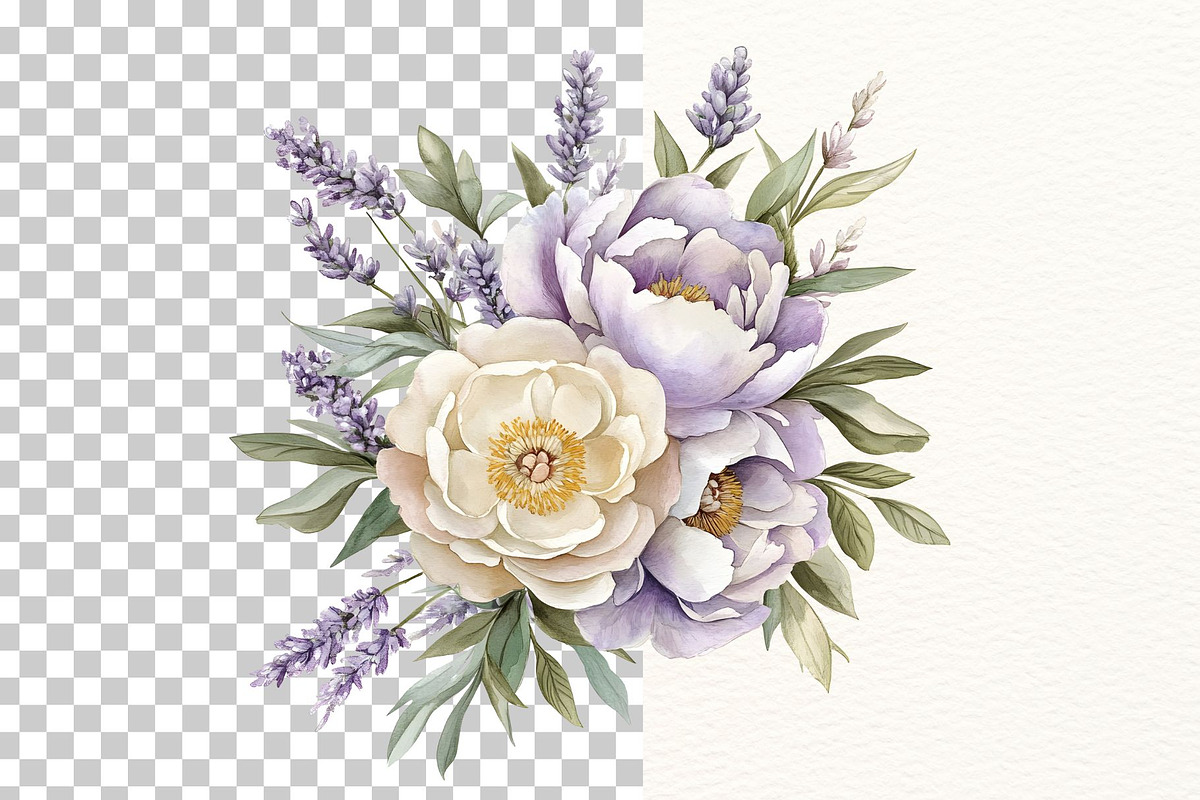 Watercolor Purple Peony Clipart, a Decorative Illustration by Nicolle's Colorful Art (Photo 6 of 6)