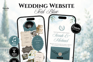 Teal Blue Wedding Website Invitation