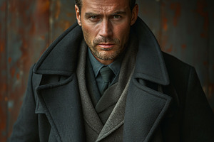 Handsome Caucasian man in a stylish dark coat and scarf, exuding confidence wit, a Person Photo by ImageMir