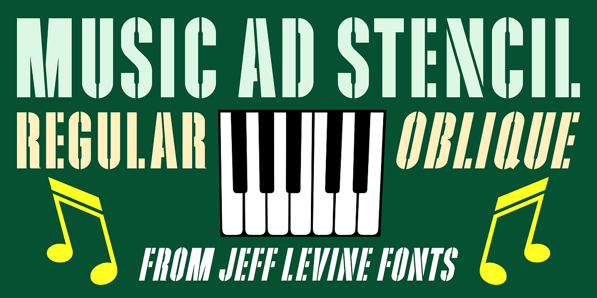 Music Ad Stencil JNL, a Font by Jeff Levine Fonts (Photo 1 of 5)