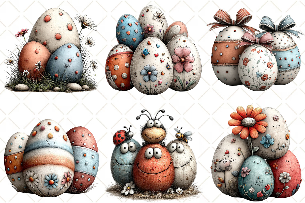 Whimsical Easter Eggs Clipart, an Illustration by Black Bird Studio (Photo 3 of 7)