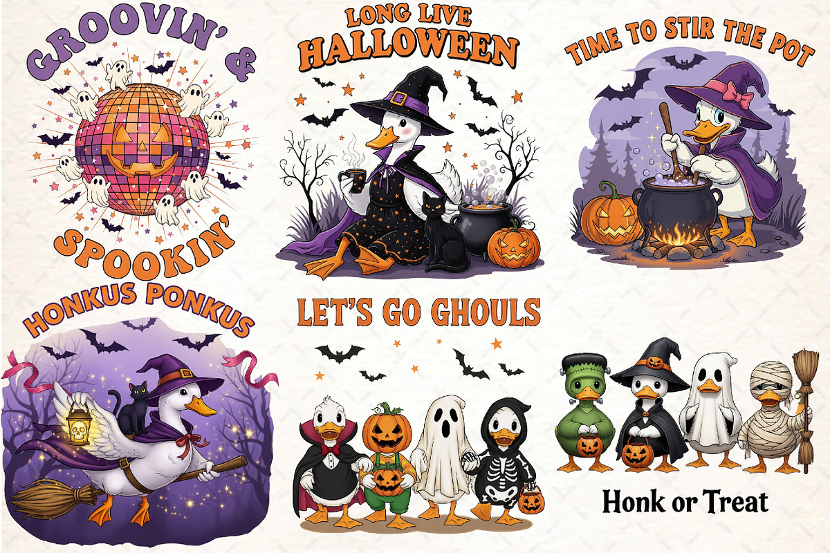 Halloween Vintage Sublimation PNG, an Illustration by DreamCafeArt (Photo 3 of 6)