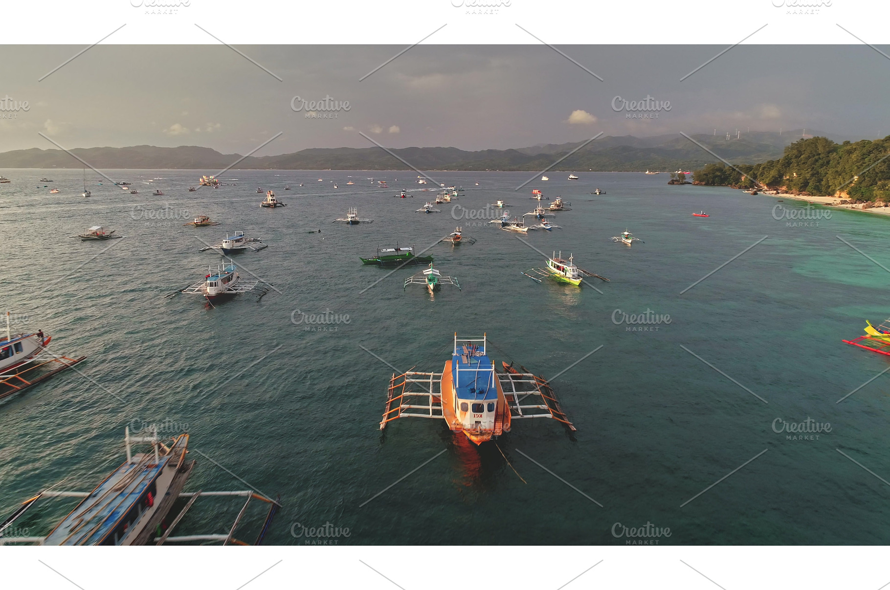 Bangka boats crowding the sea of, a Nature Photo by Goinyk