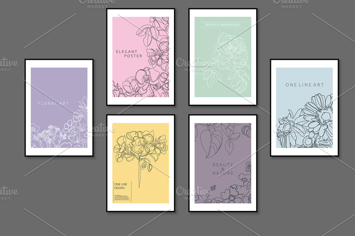 Floral hand drawn posters