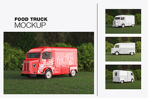 Vintage Food Truck Scene Mockup