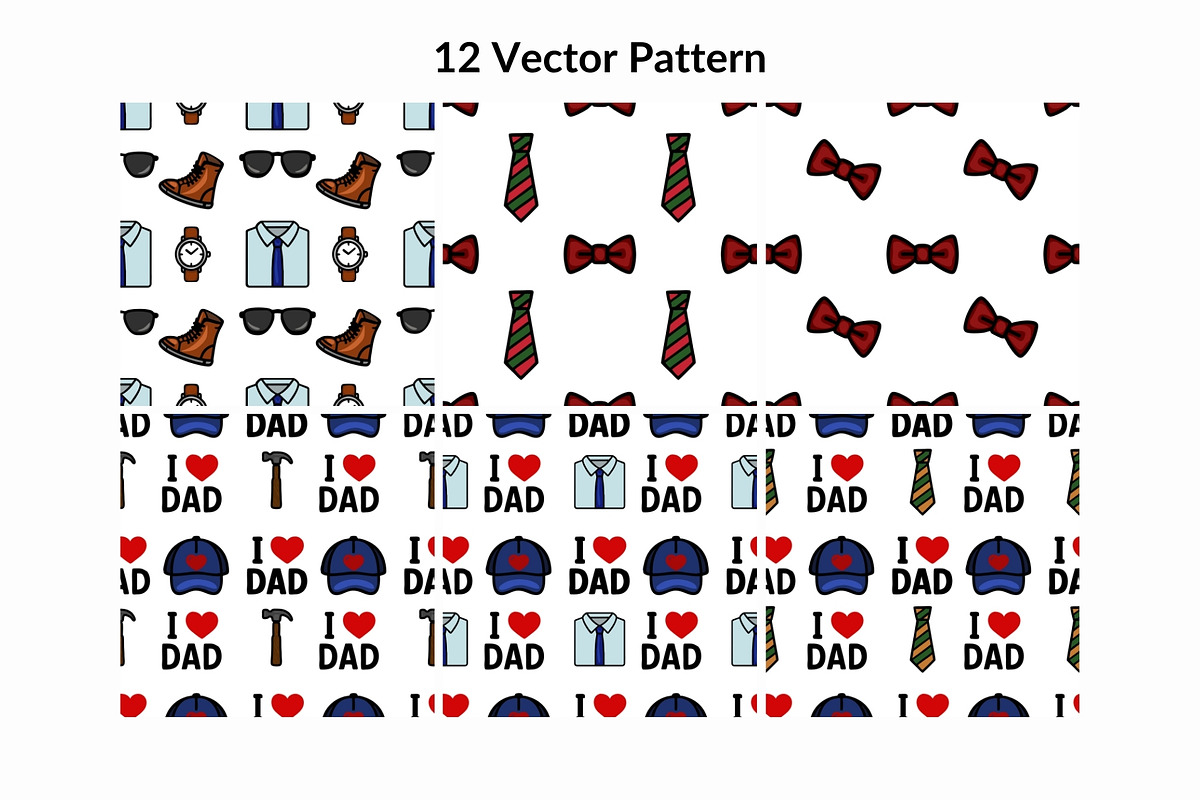 I Love Dad: Father's Day Patterns, a Pattern Graphic by Elatedowl (Photo 3 of 11)
