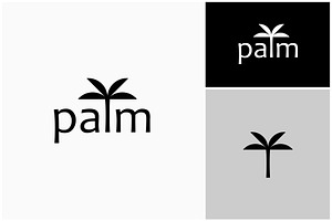 Palm Tree Island Simple Text Logo