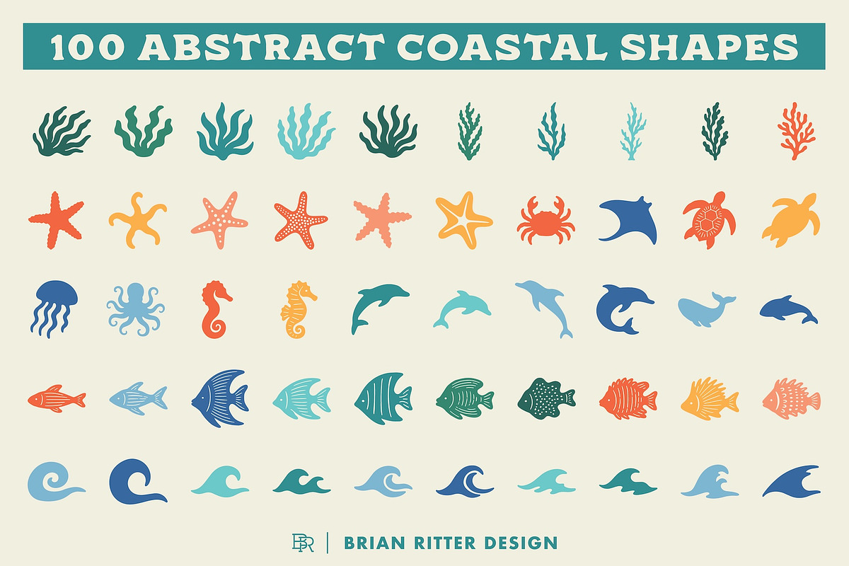 100 Abstract Sea Life Shapes, an Object Graphic by Brian Ritter Design (Photo 6 of 6)