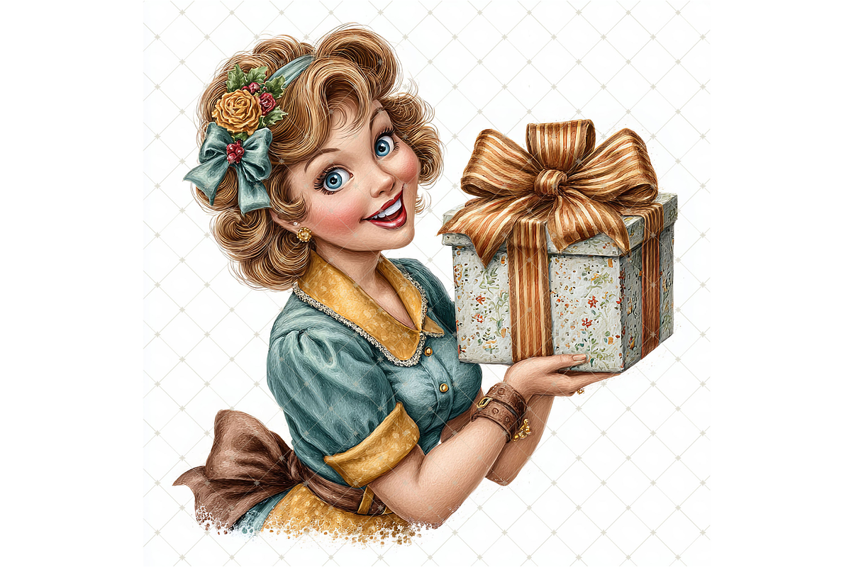 Woman With a Gift Clipart JPG, a Person Illustration by Memories By Lea (Photo 12 of 20)
