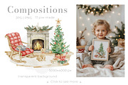 Christmas vintage watercolor clipart, an Illustration by Alisles (Thumbnail 3 of 12)