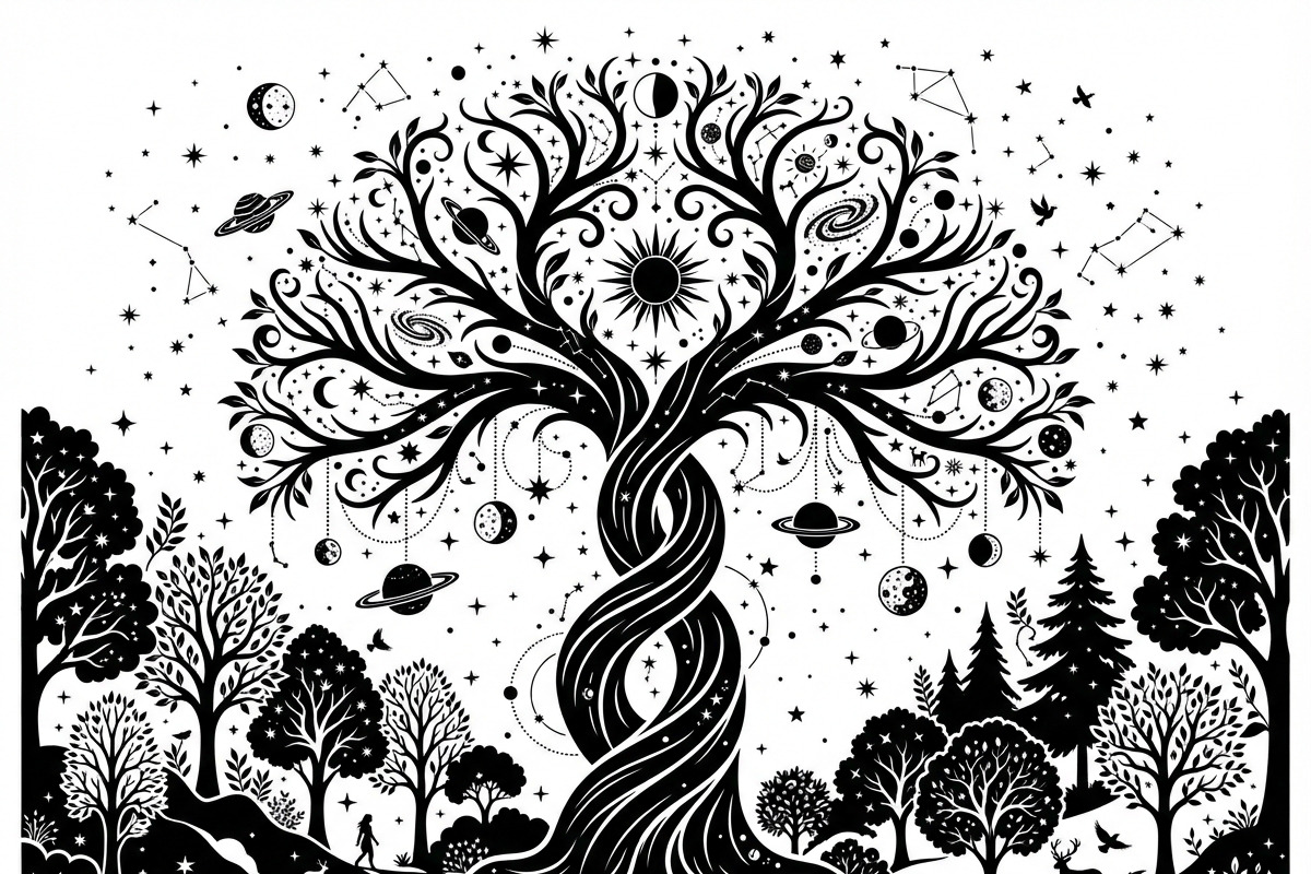 50 Mystical Galaxy Forest Silhouette, a Technology Illustration by Amazin_art (Photo 14 of 33)