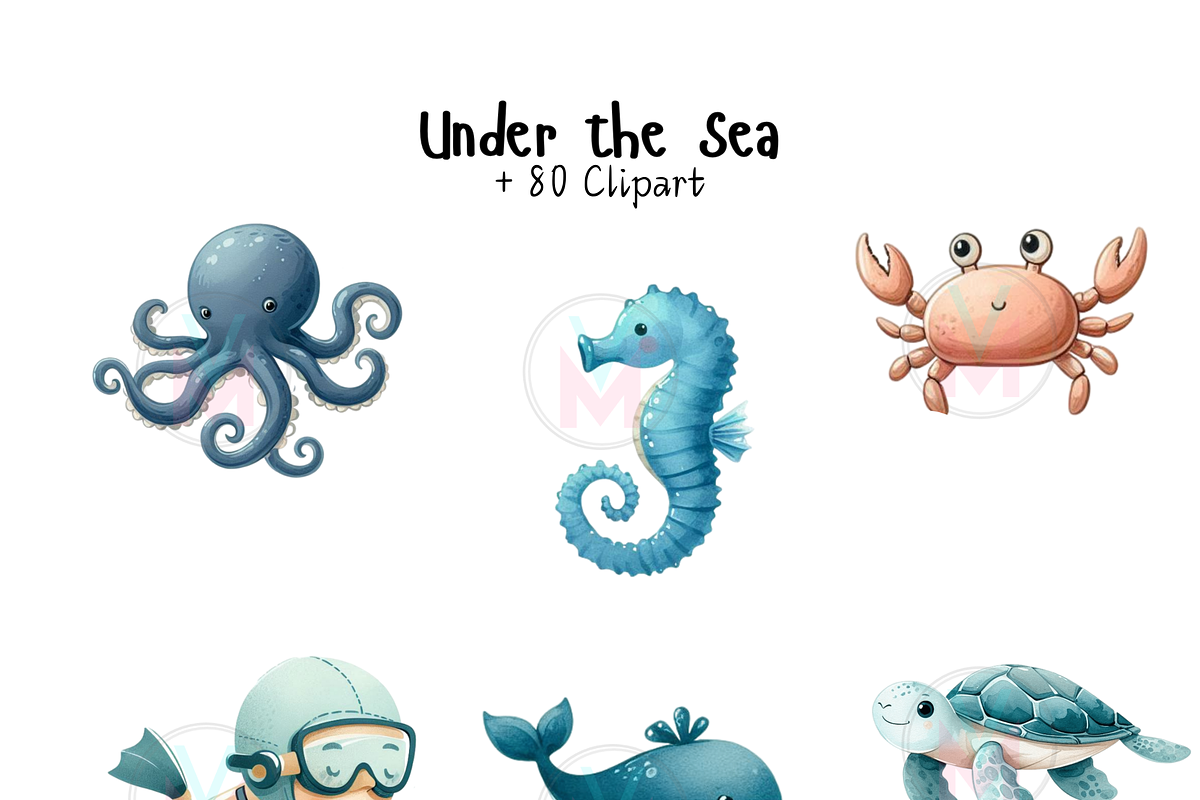 Undersea watercolor clipart, nursery, a Person Illustration by VM PARTYS  BY TAIRUMA (Photo 5 of 10)