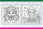 Christmas Girl Coloring Pages, an Illustration by LightExpress (Thumbnail 2 of 4)