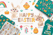Cute Easter Bunny Clipart & Patterns, a Seasonal Illustration by Ejevyaka (Thumbnail 1 of 9)