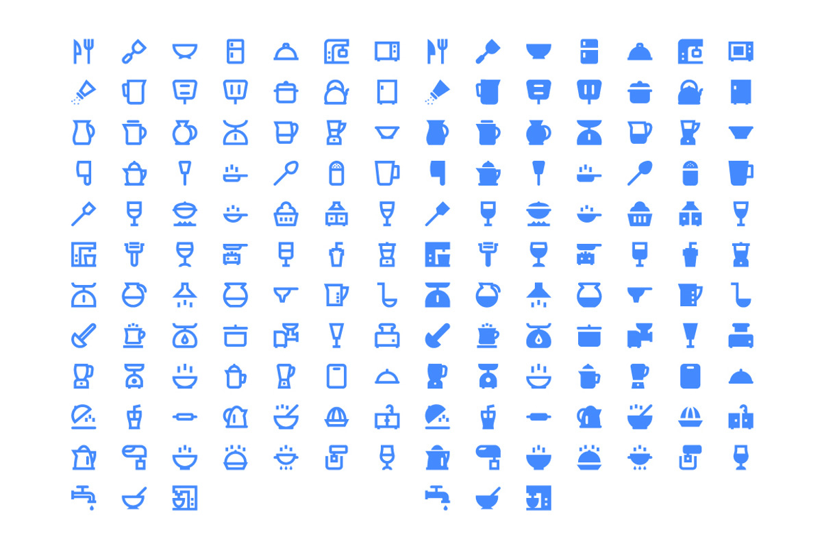 160 Kitchen Utensils Material Icons, a Solid Icon by Creative Stall (Photo 2 of 4)