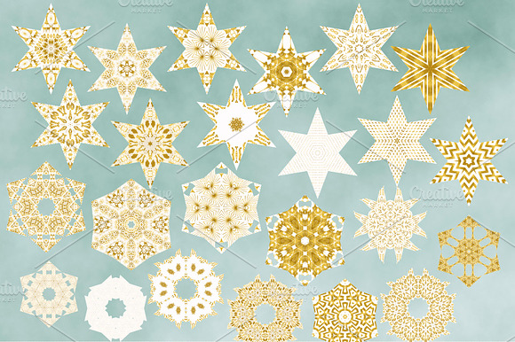 Gold Stars And Snowflakes Clipart