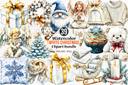 Watercolor White Christmas Clipart, an Illustration by Canvas Craft (Thumbnail 1 of 8)