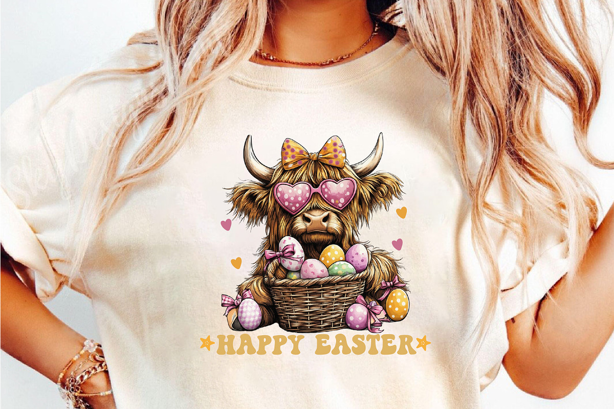 Easter Day Highland Cow PNG, an Illustration by DreamCafeArt (Photo 6 of 8)