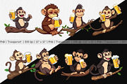 Monkey Beer Day Clipart, a Graphic by Artnoy (Thumbnail 2 of 5)
