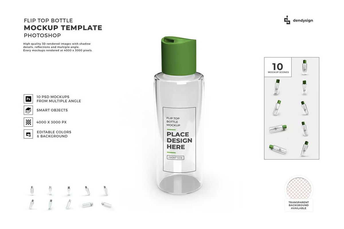 Flip Top Bottle Mockup Template Set, a Household Mockup by DesignRushMarket (Photo 1 of 11)