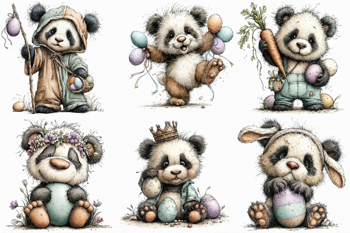 Whimsical Easter Panda Clipart, an Illustration by Libby Wishes (Photo 7 of 7)