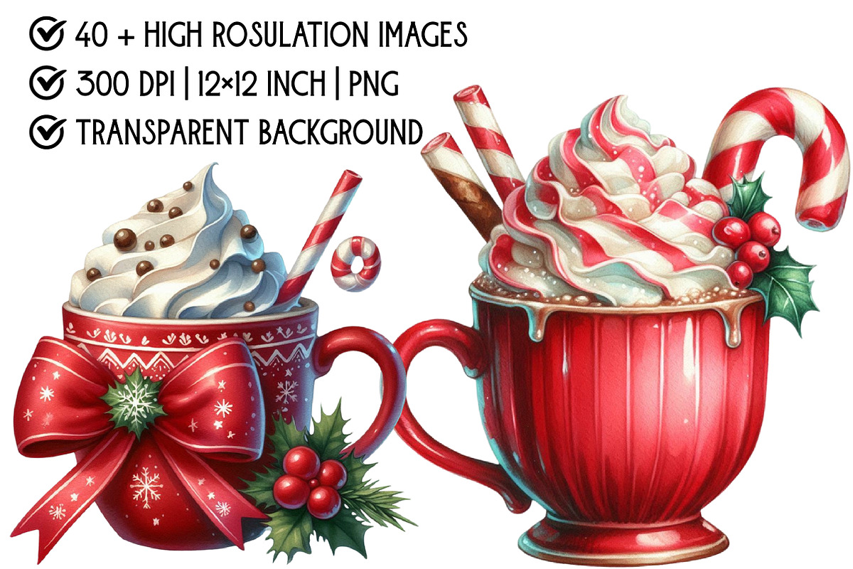 Cute Christmas Hot Cocoa Cup Clipart, an Illustration by Pixels.Craft (Photo 4 of 6)