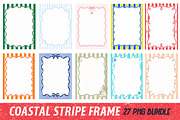 Coastal Stripe Frame PNG Bundle, a Work Illustration by Dream Creation (Thumbnail 1 of 4)