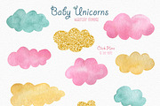 Baby Unicorns Watercolor Set, an Animal Illustration by LeMagiqueBoutique (Thumbnail 3 of 5)