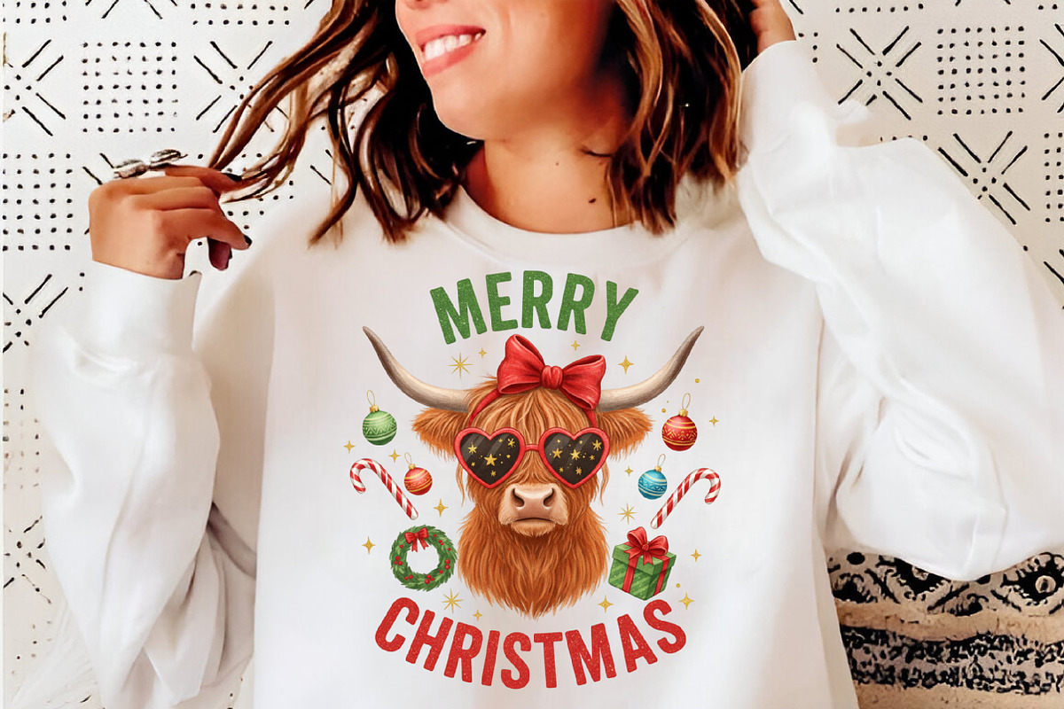 Funny Cow Merry Christmas PNG, an Illustration by SinaCreation (Photo 3 of 7)