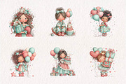 Birthday Girl Clipart Bundle, a Seasonal Illustration by CreationArt (Thumbnail 4 of 7)