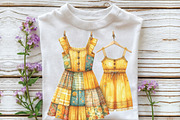 Yellow Patchwork Summer Clipart, an Illustration by CraftArtStudio (Thumbnail 3 of 6)