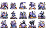 Whimsical Purple Halloween Clipart, a Seasonal Illustration by OK Design (Thumbnail 3 of 6)