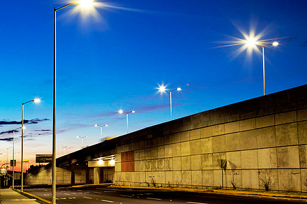 Empty bridge containing road, night, and light, an Architecture Photo by Mexico stock images