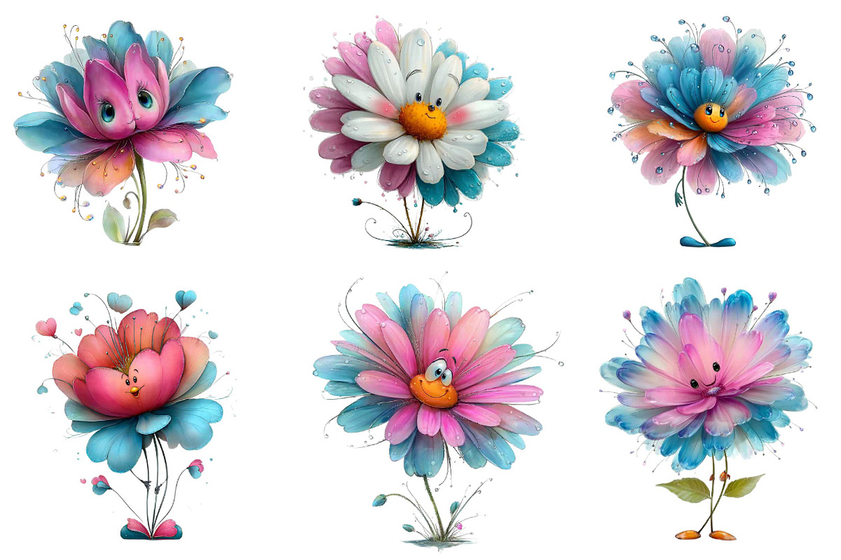 Quirky Flowers Clipart Whimsical, an Illustration by CreationArt (Photo 4 of 5)