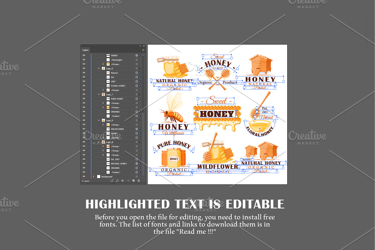 18 Modern Honey Logos Templates, a Branding & Logo Template by Art Design (Photo 11 of 11)