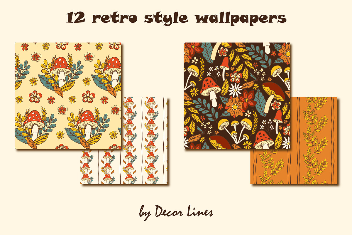 Retro 70s style wallpapers, a Decorative Illustration by Decor Lines (Photo 3 of 9)