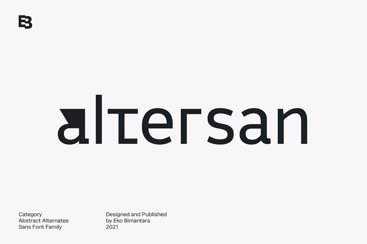 Altersan; Abstract Alternates Sans, a Sans Serif Font by Eko Bimantara (Photo 1 of 12)